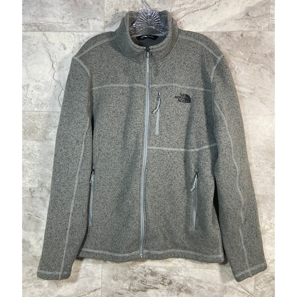 The North Face Men's Sz L Fleece Jacket Full Zip Grey *endo Company Logo on back